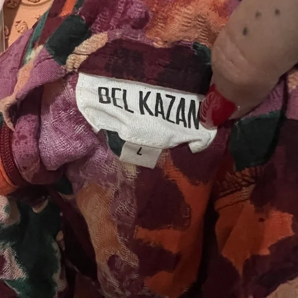 Red and Orange Wrap Sundress with Bishop Sleeves - Picture 3 of 3